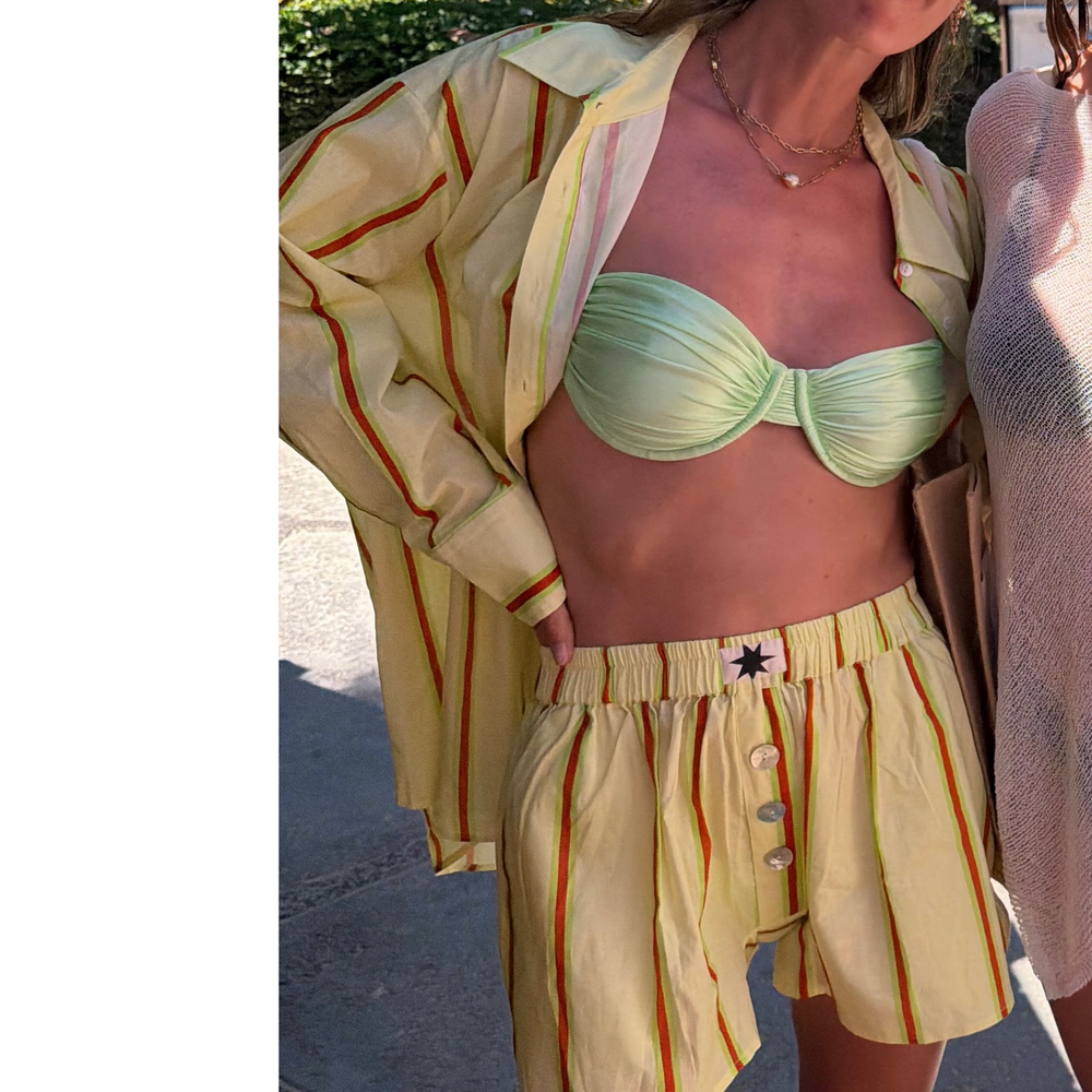 Ciao Ciao Vacation Sandy Stripe Vines Shirt in Yellow - Picture 5 of 5